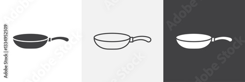 Pan frying icons in Thin line black color. flat simple vector symbols illustration.