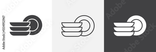 Plates icons in Thin line black color. flat simple vector symbols illustration.
