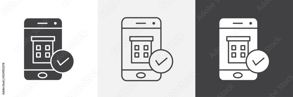 Reservation smartphone icons in Thin line black color. flat simple vector symbols illustration. Reservation smartphone icons in Thin line black color. flat simple vector symbols illustration.
