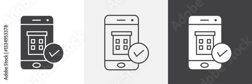 Reservation smartphone icons in Thin line black color. flat simple vector symbols illustration.