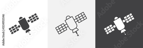 Satellite icons in Thin line black color. flat simple vector symbols illustration.