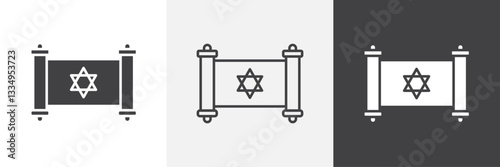 Scroll Torah icons in Thin line black color. flat simple vector symbols illustration.