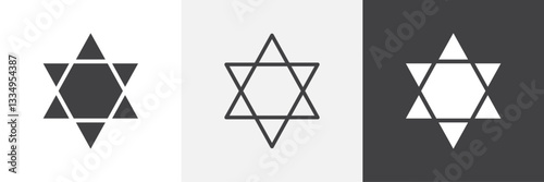 Star of david icons in Thin line black color. flat simple vector symbols illustration.