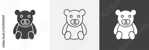 Teddy bear icons in Thin line black color. flat simple vector symbols illustration.