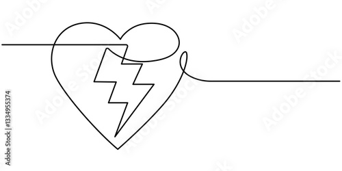 Healthcare Single Line Icon, defibrillator sign continuous one line drawing, Healthcare Line Icon. Editable Stroke Vector Icon, Heartbeat Continuous Line Icon, Medical And Healthcare Icon