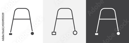 Walker icons in Thin line black color. flat simple vector symbols illustration.