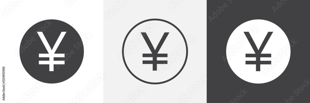 Yen icons in Thin line black color. flat simple vector symbols illustration. Yen icons in Thin line black color. flat simple vector symbols illustration.