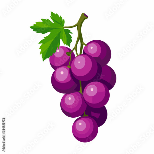Vibrant grapes on white background, fresh produce concept