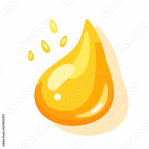 Stylized honey droplet illustration on white background, sweet symbolism