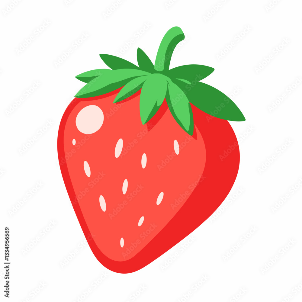 Obraz premium Bright strawberry illustration on white background, summer freshness