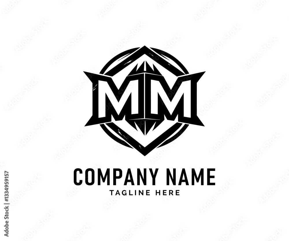Obraz premium MM Monogram logo Design. MM logo Design Bold, Black, Geometric, Initials, Brand, Company, Badge, Style, Vector