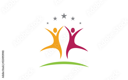 People group care community network and social logo design v.45