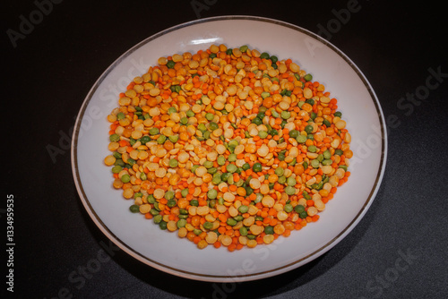 Dried, colorful peas and lentils mix
