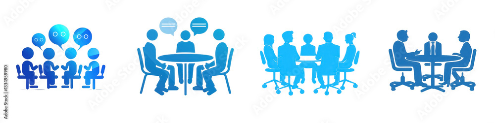 Blue group figures, collaborative action isolated on white or transparent png Blue group figures, collaborative action isolated on white or transparent png