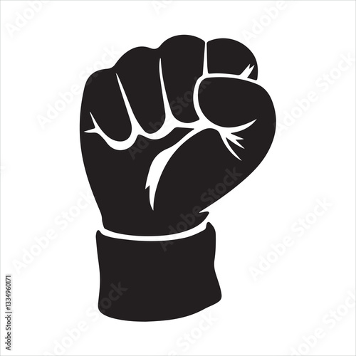 Silhouette of a raised fist, representing power and protest
