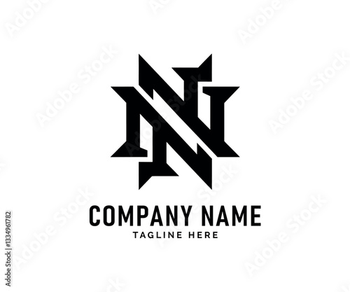 NN Monogram logo Design. Bold Black NN Letter logo Design for Company Branding, Vector