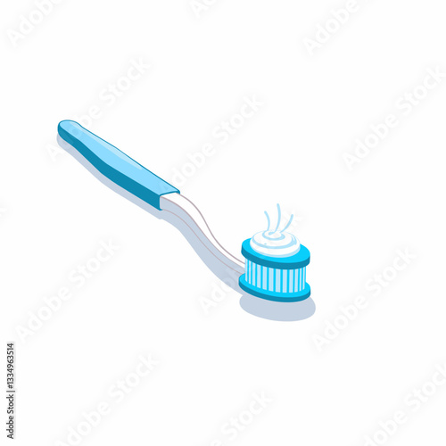 Toothbrush with toothpaste on white background, dental hygiene concept