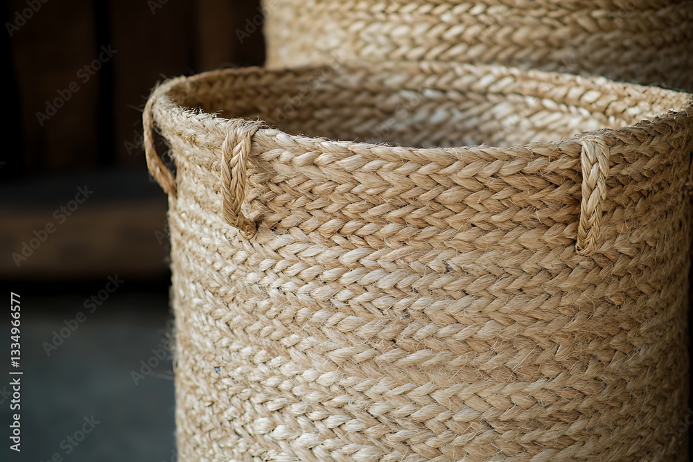 Obraz premium Natural Woven Basket for Home Decor