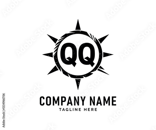 QQ Monogram logo Design. Stylish Monogram logo Design QQ Initials, Sunburst, Vector