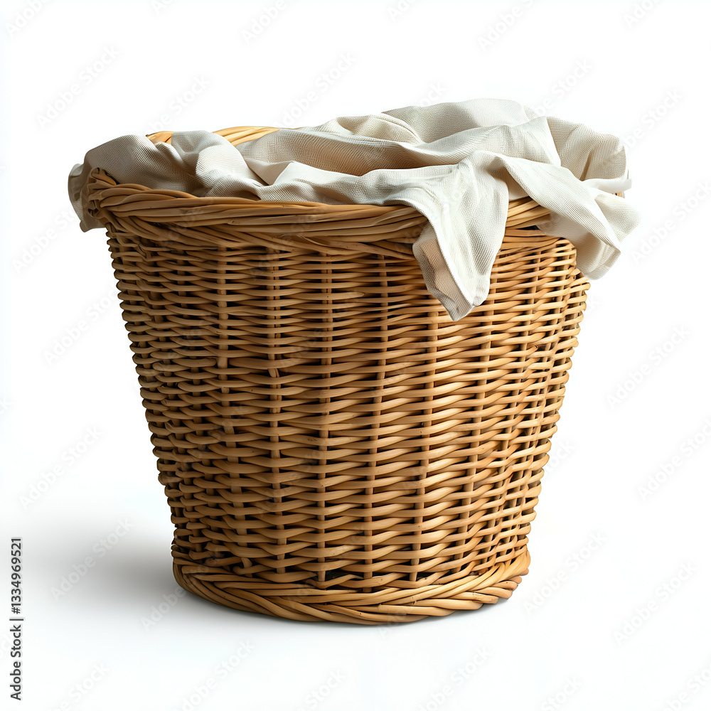 Obraz premium Eco-Friendly Woven Rattan Laundry Basket - Functional & Minimalist Home Organization Solution