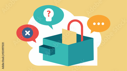 Negative Thought Box An illustration of a box labeled Negative Thoughts being closed or locked indicating the strategy of containing and setting aside unhelpful thoughts.