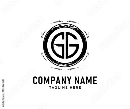 GG Monogram logo Design.  Circle, Tribal, Brand Identity