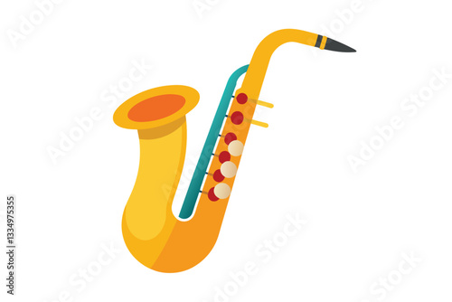  Saxophone on White Background