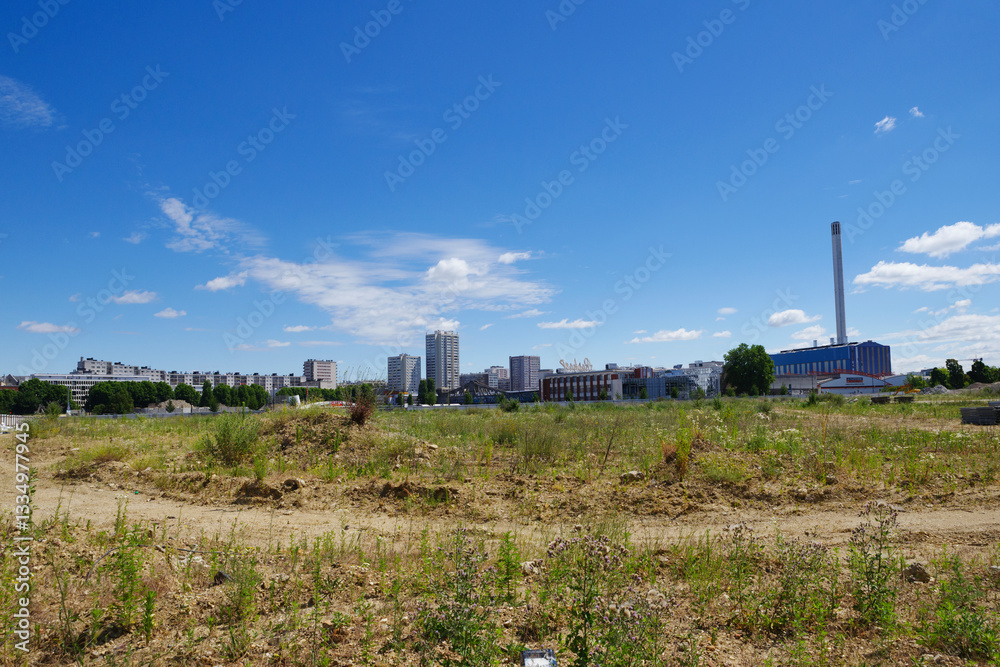 Overgrown wasteland in Paris suburb. Ivry-sur-Seine city Overgrown wasteland in Paris suburb. Ivry-sur-Seine city