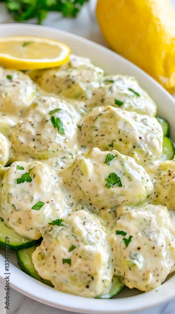 Creamy Cucumber Dill Salad Recipe, Zesty Lemon Dressing Creamy Cucumber Dill Salad Recipe, Zesty Lemon Dressing
