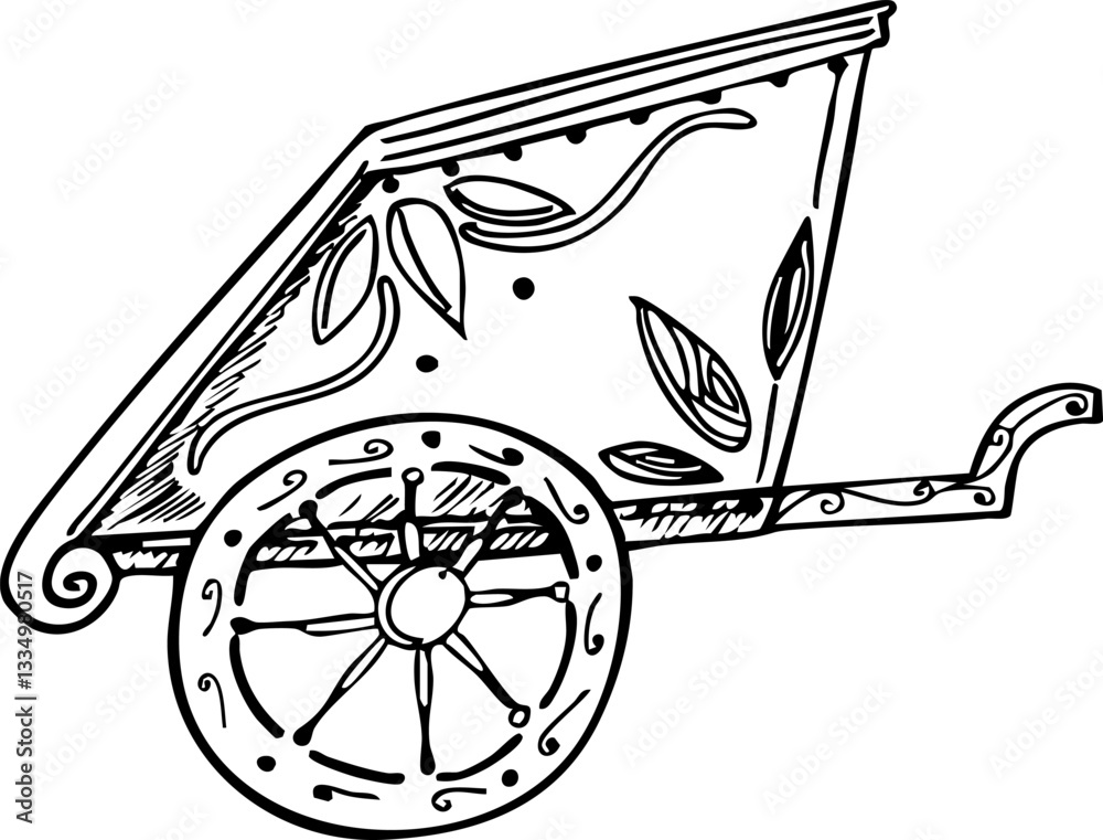 Chariot in sketch style. Hand draw vector illustration.