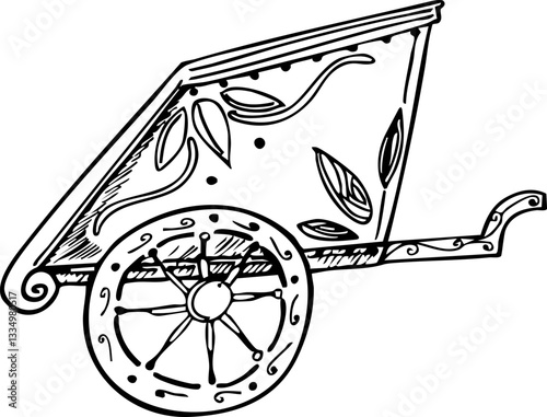 Obraz na płótnie Chariot in sketch style. Hand draw vector illustration. w salonie