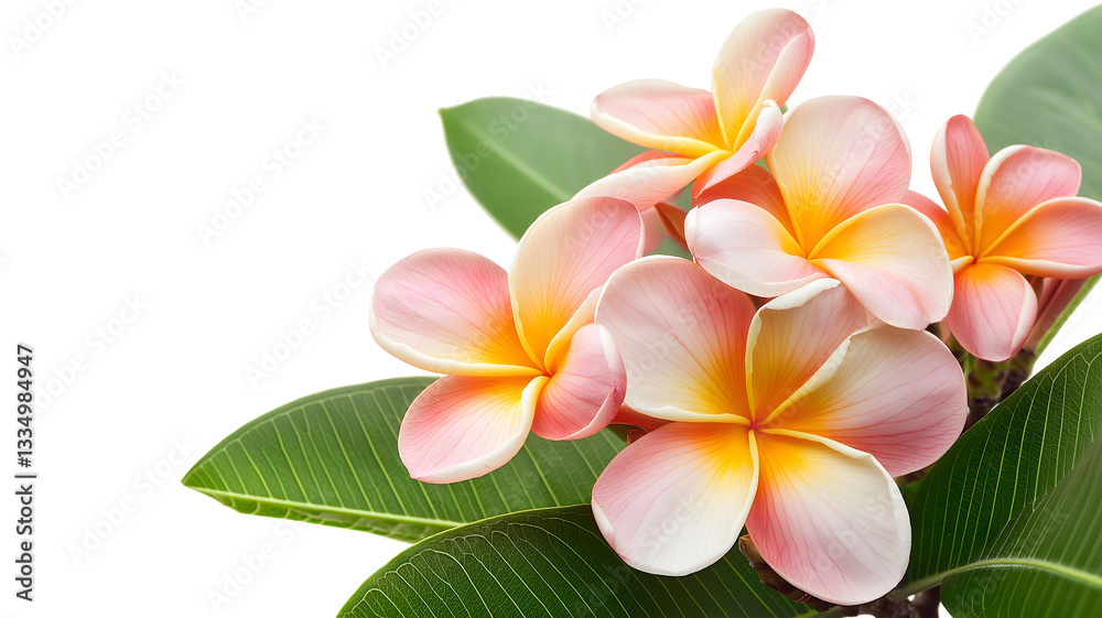 A bunch of pink and yellow flowers with green leaves. The flowers are arranged in a way that they are not overlapping each other A bunch of pink and yellow flowers with green leaves. The flowers are arranged in a way that they are not overlapping each other