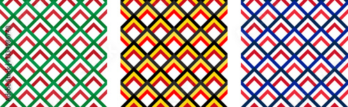 chevron arrow pattern of italian, belgian and french flags. geometric background. vector illustration