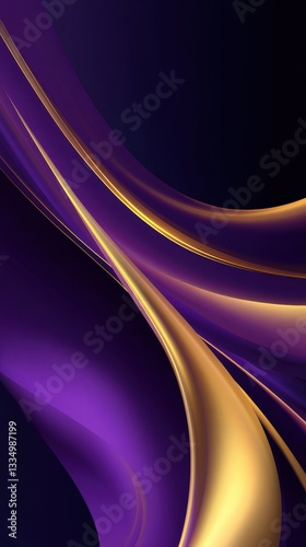 Abstract purple and gold background with smooth flowing lines, dark background, vector illustration, digital art, phone hd wallpaper