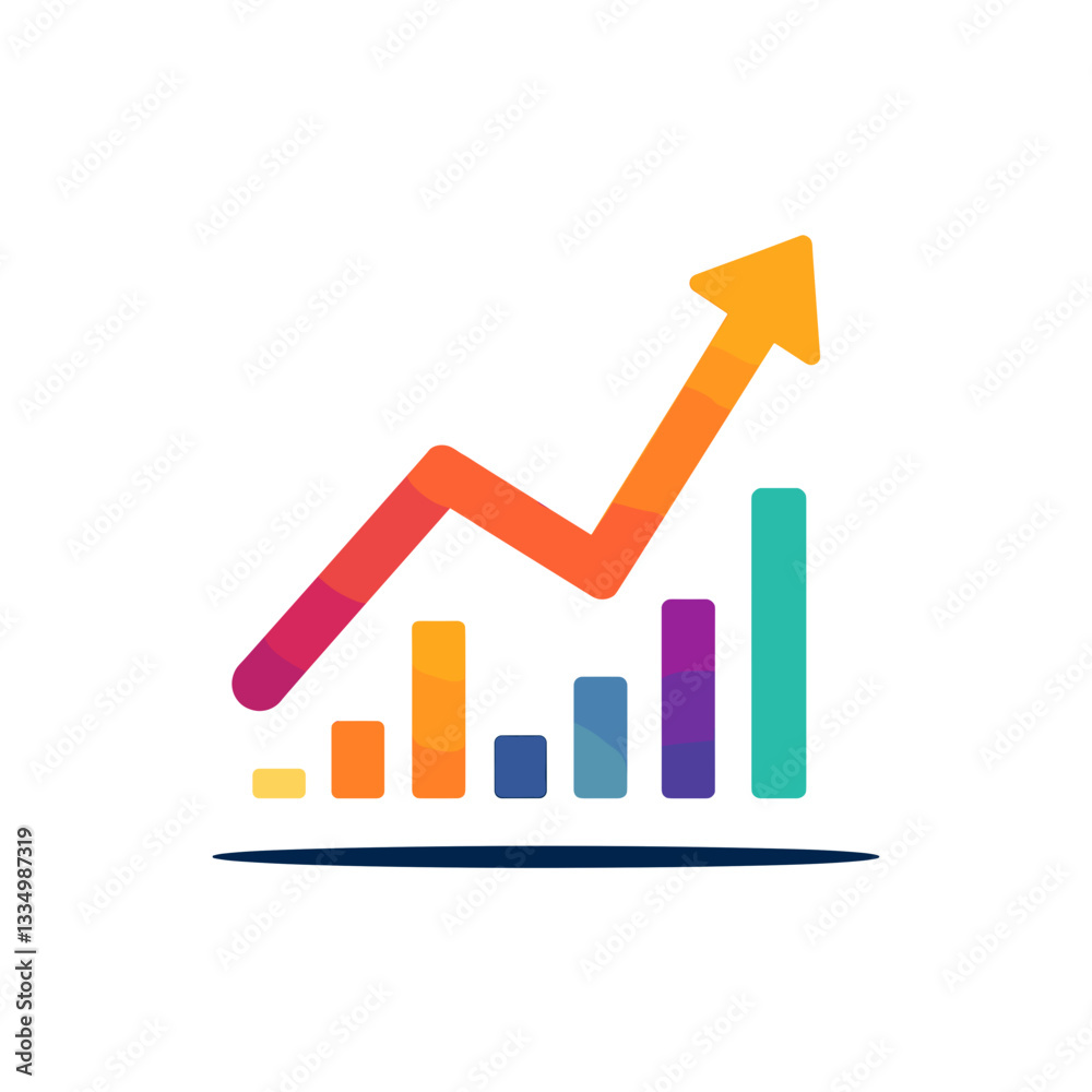 Colorful financial growth graph illustration on white background, business progress Colorful financial growth graph illustration on white background, business progress
