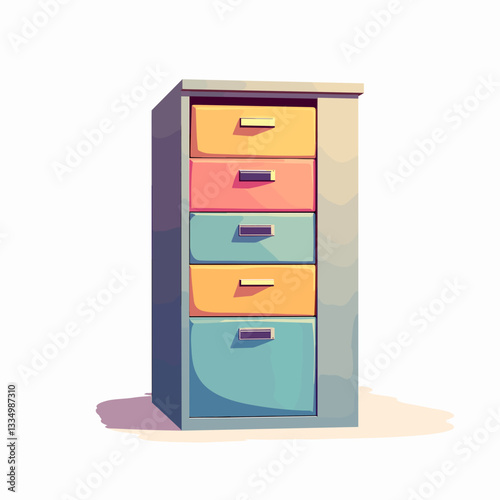Colorful filing cabinet illustration, organization concept