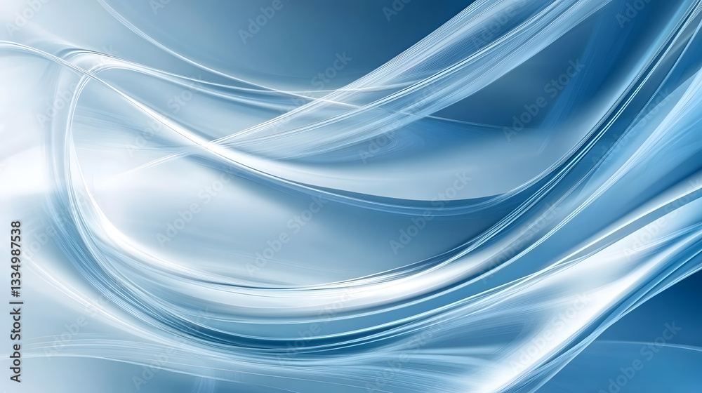 Obraz premium modern, futuristic gradient background with dynamic curves and smooth flowing lines in shades of blue and white, creating sense of movement and fluidity