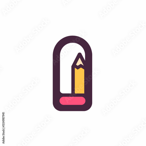 Colorful pencil sharpener illustration on white background, creative tool