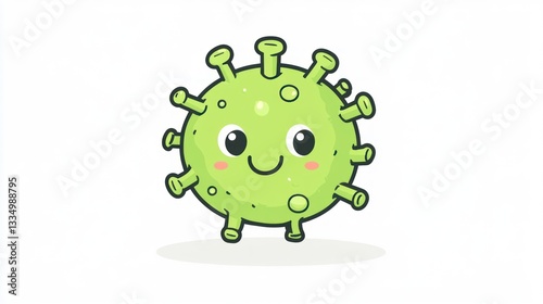Cute cartoon virus, isolated, light background, education