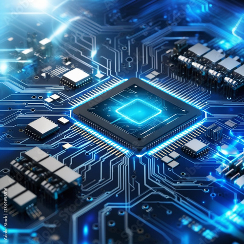 Wallpaper Mural High-tech circuit board background, abstract digital technology presentations, electronic components, digital infrastructure, blue tech theme, modern electronics evolution expansion background image
 Torontodigital.ca