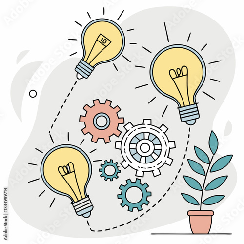 Creative mind concepts with lightbulbs and gears