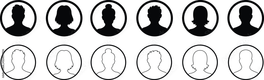 user profile, person icon in flat, line set isolated in transparent background user profile, person icon in flat, line set isolated in transparent background