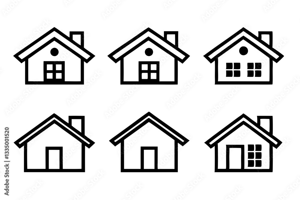 house icon set line art silhouette vector illustration house icon set line art silhouette vector illustration