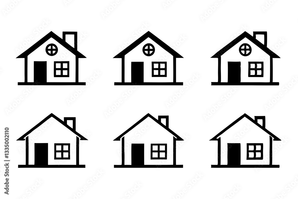 house icon set line art silhouette vector illustration house icon set line art silhouette vector illustration