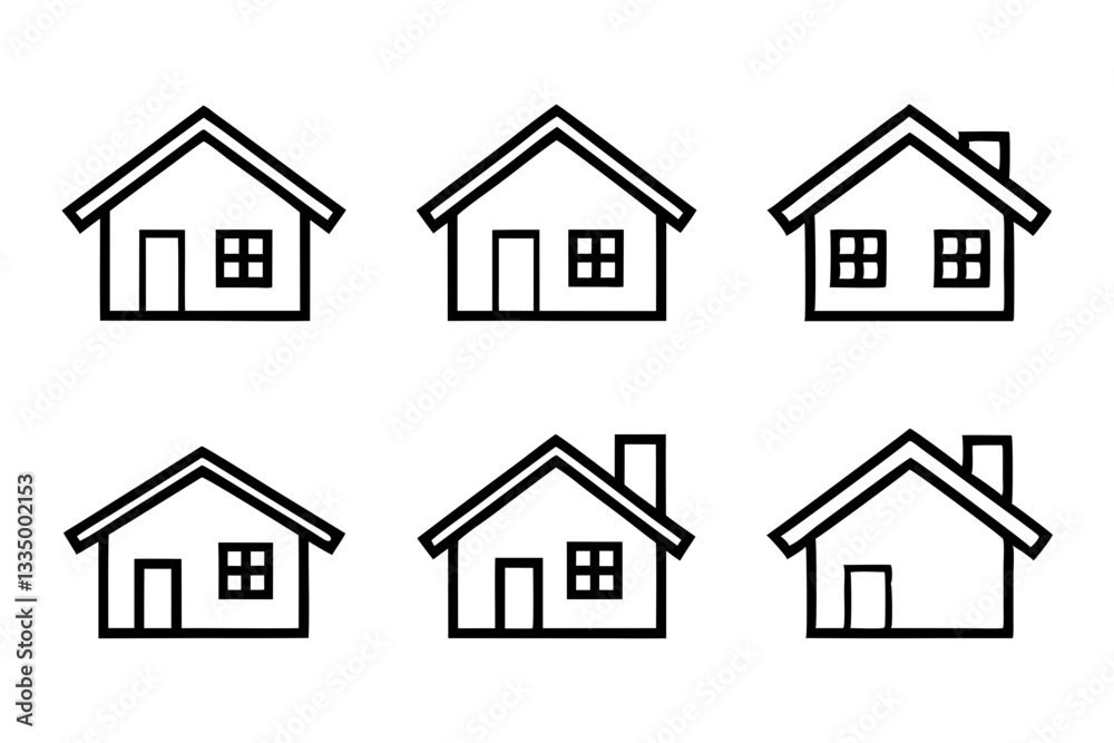 house icon set line art silhouette vector illustration house icon set line art silhouette vector illustration