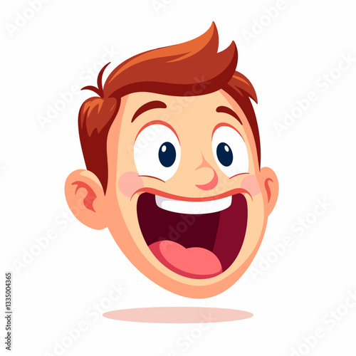Excited boy with a big smile, cheerful expression, joyful concept