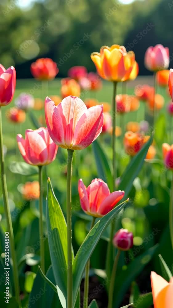 Animated red and yellow tulips Animated red and yellow tulips