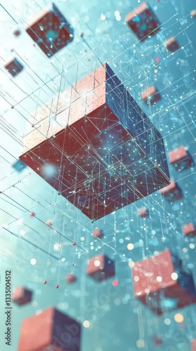 Intricate Network of Cubes: A Futuristic Technological Visualization