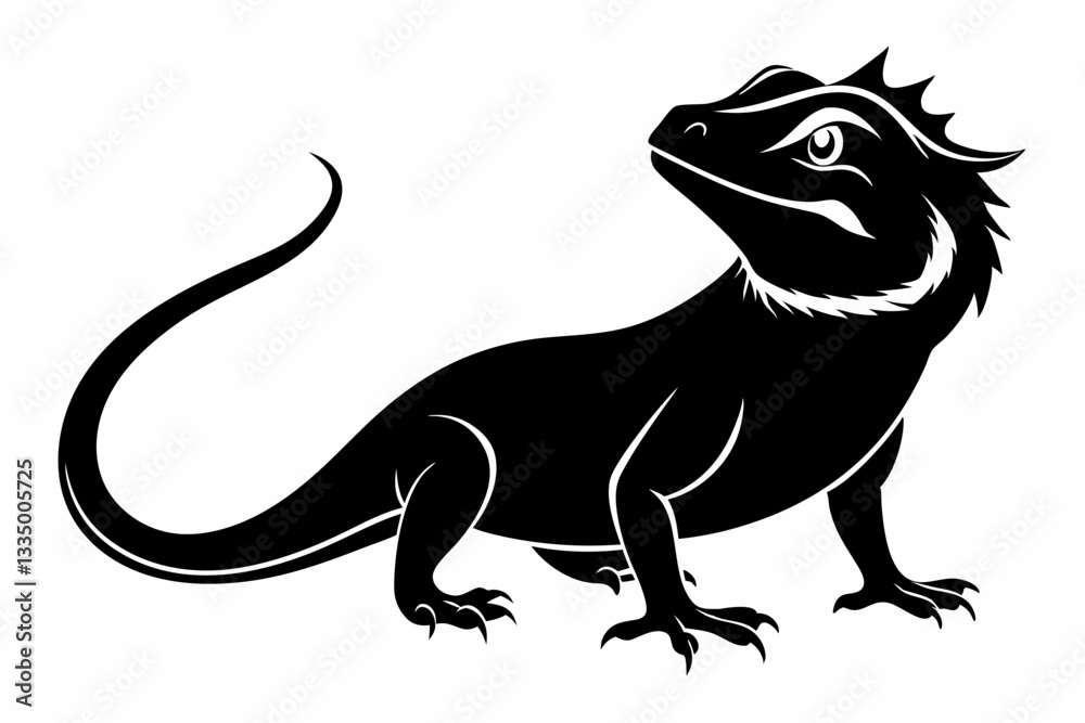 Obraz premium a bearded dragon line art silhouette vector illustration