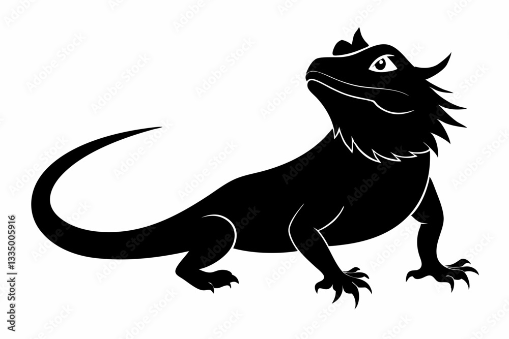 Obraz premium a bearded dragon line art silhouette vector illustration